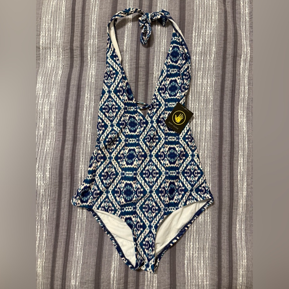 Blue Patterned Body Glove Swimwear
